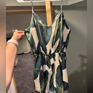 Tropical Leaf Print Romper